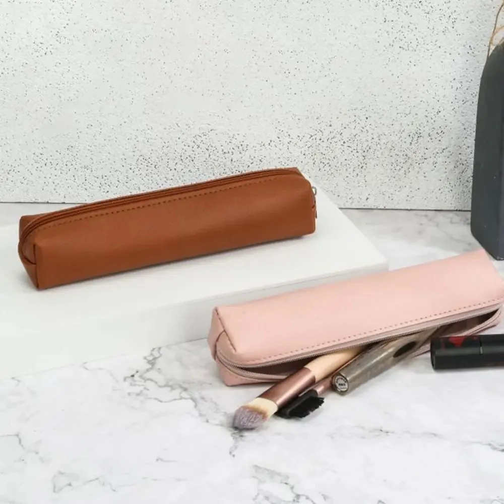 패션 PU 가죽 펜 가방 방수 방진 보관 가방 대용량 연필 케이스 간단한 문구 상자