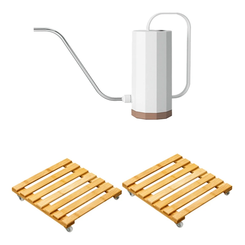 

1 Пластиковый садовый кастрюля для полива суккулентов (белый) и 2 упаковки, подставка для растений с колесами, передвижной ролик для перемешивания цветочных Горшков