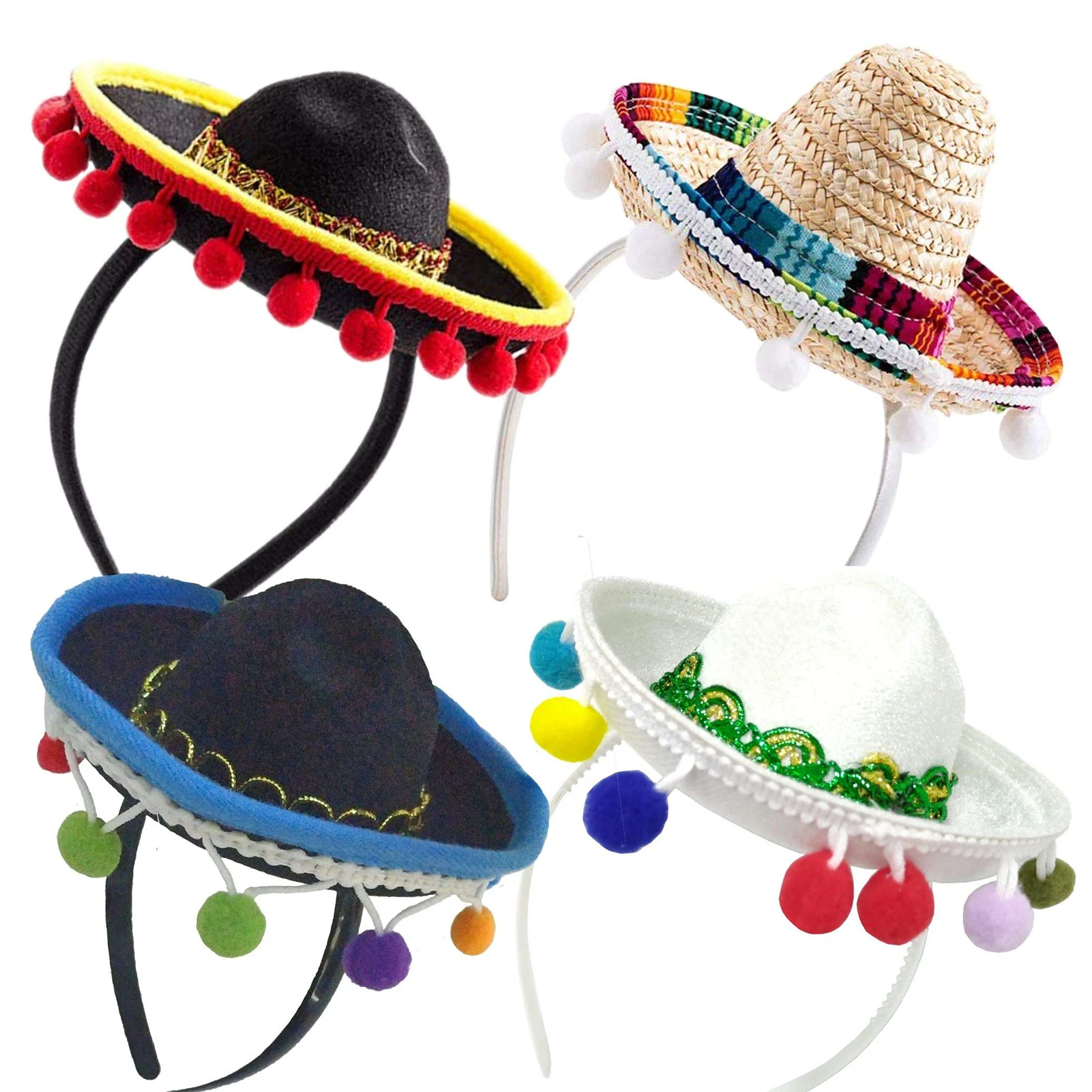 Sombrero De paja De 4 piezas para mascotas, Sombrero mexicano con hebilla ajustable, Multicolor, gato, Carnaval, cumpleaños, Cinco De fiesta| | - AliExpress