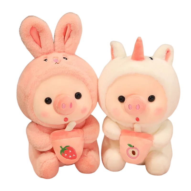 

Kawaii Косплей свинка плюшевые игрушки милая лягушка Единорог кролик Тигр куклы мягкая Свинья с пузырями чашка подушка для девочек хороший подарок