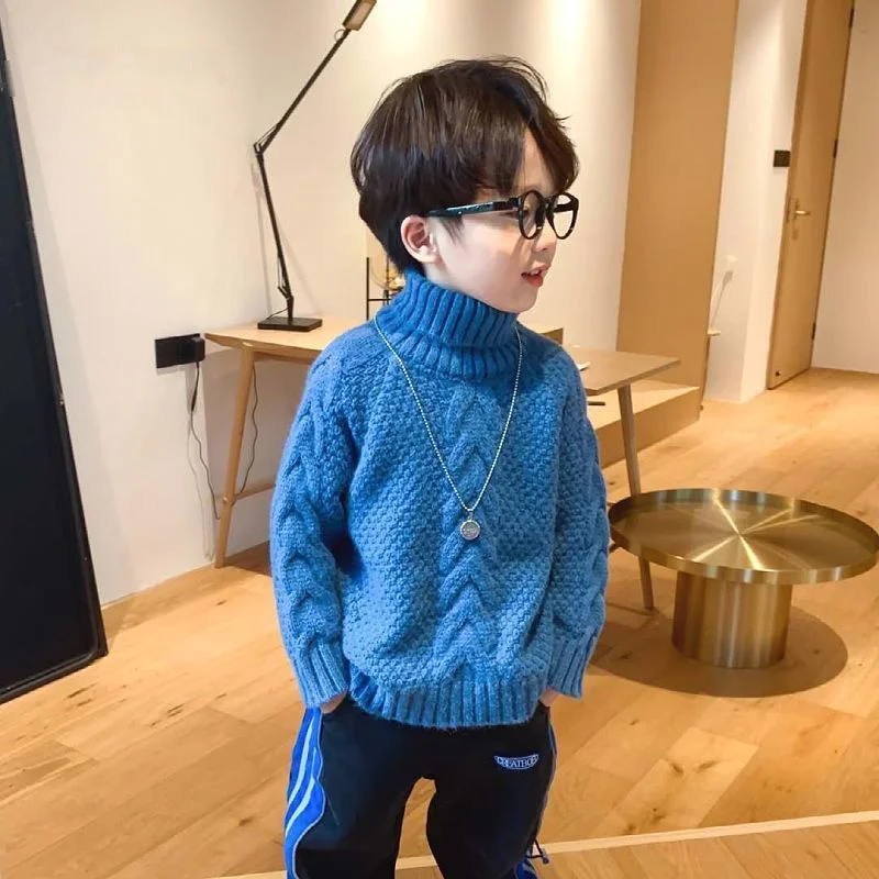 

Boys Sweater Wool Coat Kids Tops Knitting 2024 Red Spring Autumn Plus Thicken Cottons Pullover Teenagers Children's Clothing