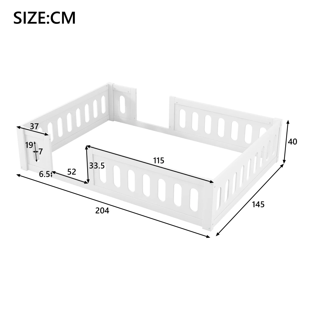 Modernes Plattformbett aus Holz 90 x 200 mit Geländer, Plattformbett besteht aus massivem Kiefernholz und MDF und eignet sich aus robustem, massivem Holz – Detail 23