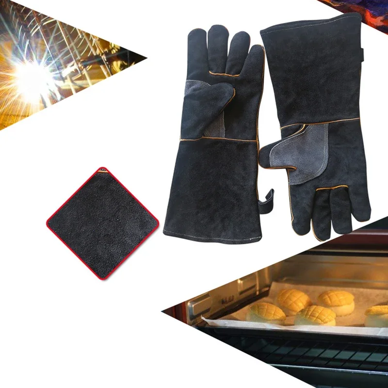 Extreme fire and heat resistant gloves, leather with kevlar stitching, perfect for fireplace, stove, oven, grill, welding
