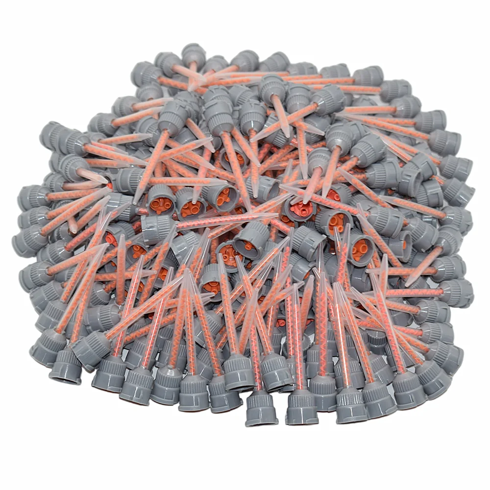 

500 Piece AB Glue 10:1 Mixing Nozzles Adhesive Applicator Static Mixer Dual Cartridge Round Mixing Nozzle for 50ml 10:1 AB Glues