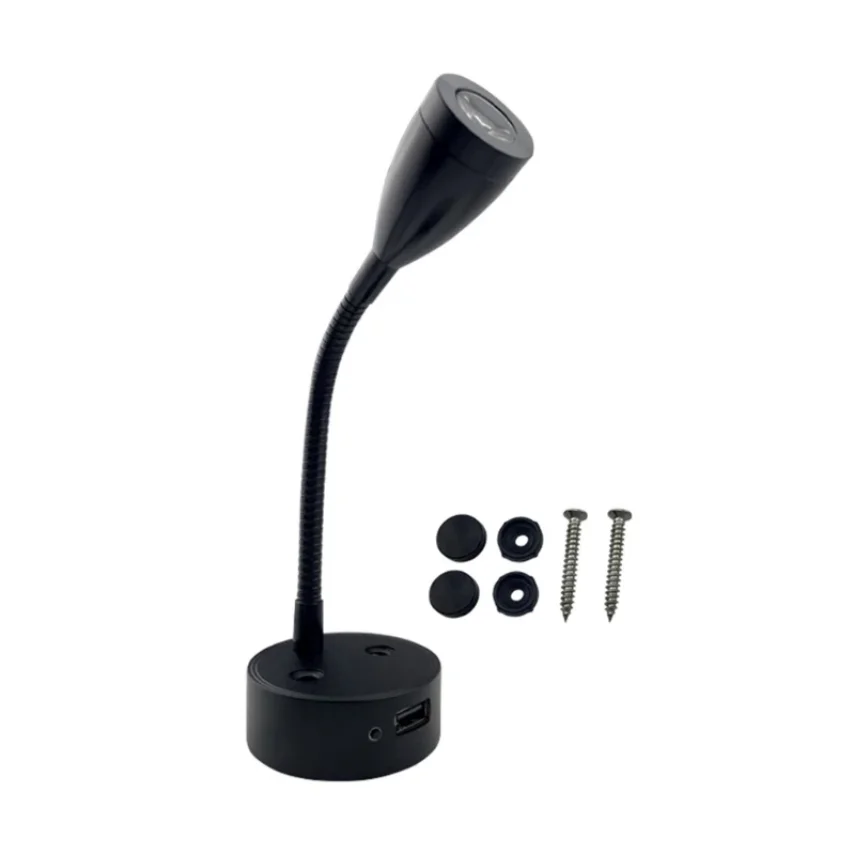 12V 24V RV Boat LED Reading Light Flexible Touch Switch Wall Lamp with USB Charger Port for Motorhome Yacht Cabin Home Use rv lamp