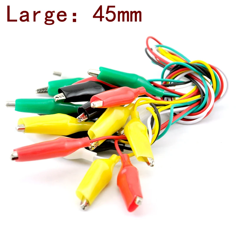 Alligator Clips 10pcs Colorful Electric DIY Small Battery Power Cord Sheath Double Head Test Clamp 28mm 35mm 45mm 50cm