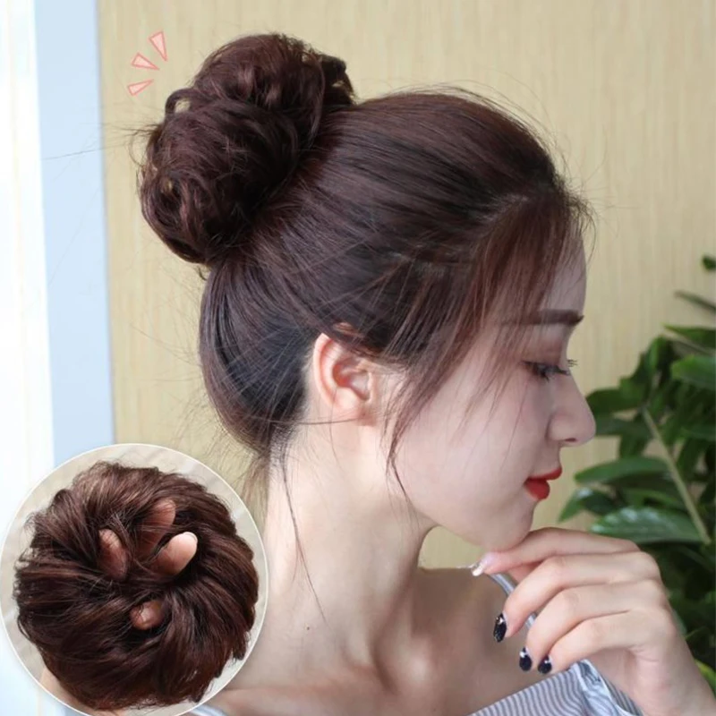 

Synthetic Hair Bun Wig Ladies Ponytail Hair Extension Scrunchie Elastic Wave Curly Hairpieces Scrunchie Wrap