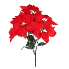 

Winomo Real Touch Flannel Artificial Christmas Flowers Red Poinsettia Bushes Bouquets Xmas Tree Ornaments Centerpiece for