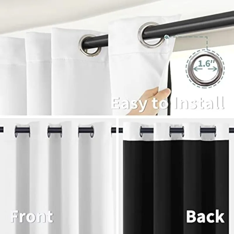 Short 100% Blackout Curtains for Bedroom, Thermal Insulated Energy Efficiency Noise Reducing Grommet Curtains 45 Inch 5