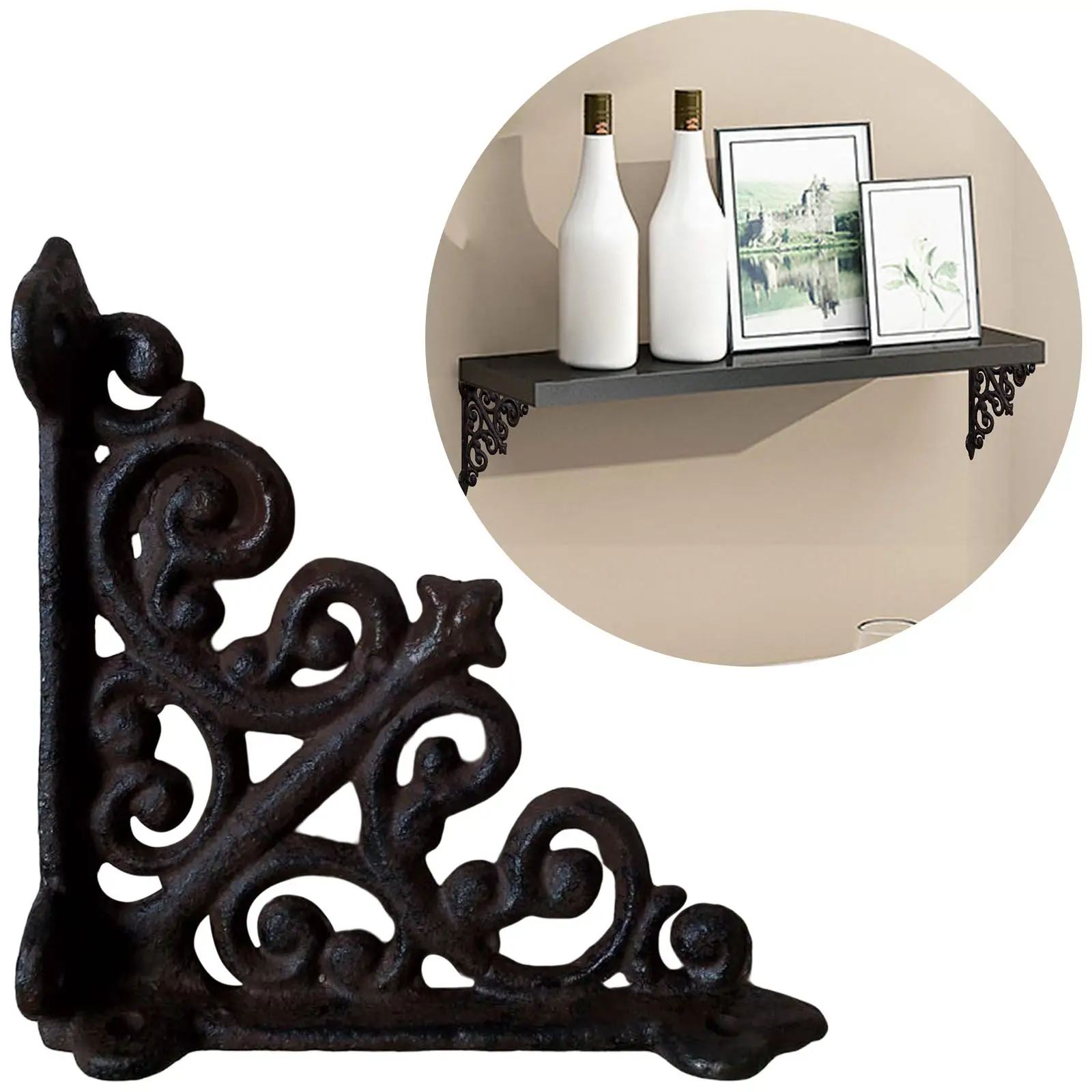 Cast Iron Shelf Brackets Furniture Heavy Duty Metal Wall Mounted  Shelving Bracket Support Holder Hardware Multi-functional