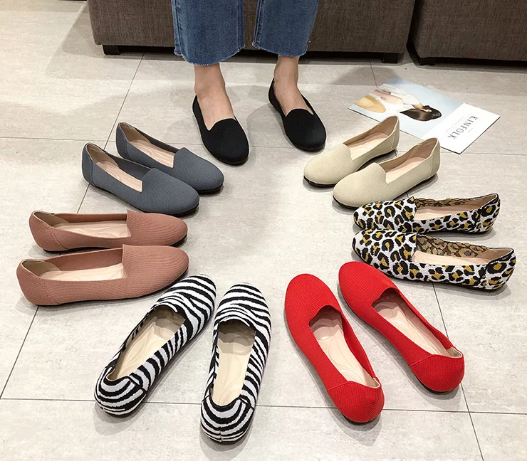 

Women's Jersey Round Toe Soft Ladies Moccasins Breathable Comfortable Work Shoes Fashion Ladies Flat Lightweight Driving Loafers