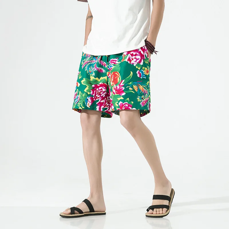 

Chinese style shorts men's summer loose casual cropped pants men's big pants summer beach pants pants