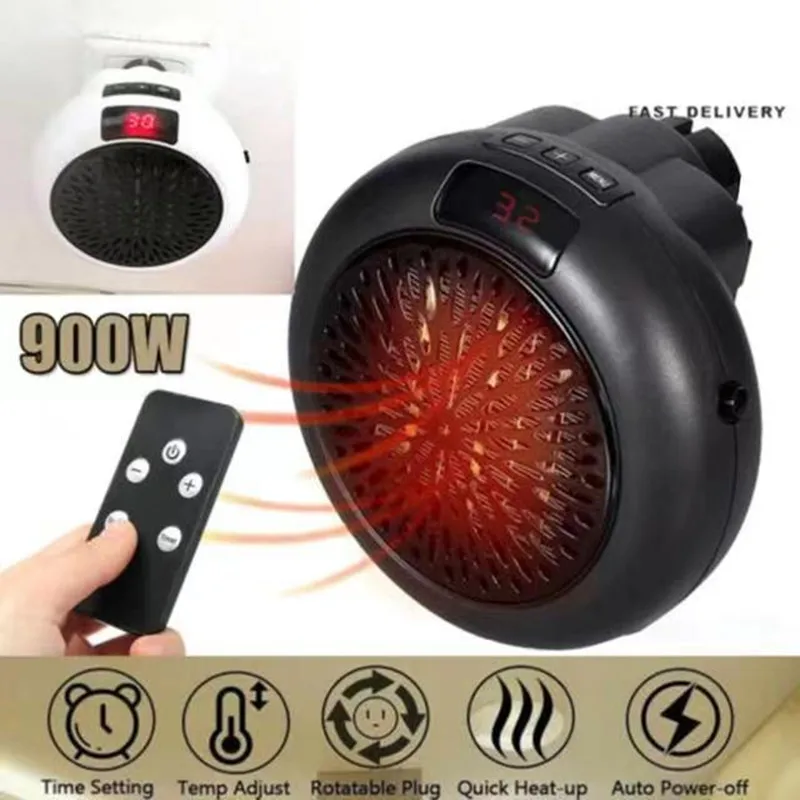 900W Electric Portable Heater Mini Wall Mount Home Office Desktop Warm Air  Heater Warmer Fan Silent Remote Fast Heat Thermostat - AliExpress