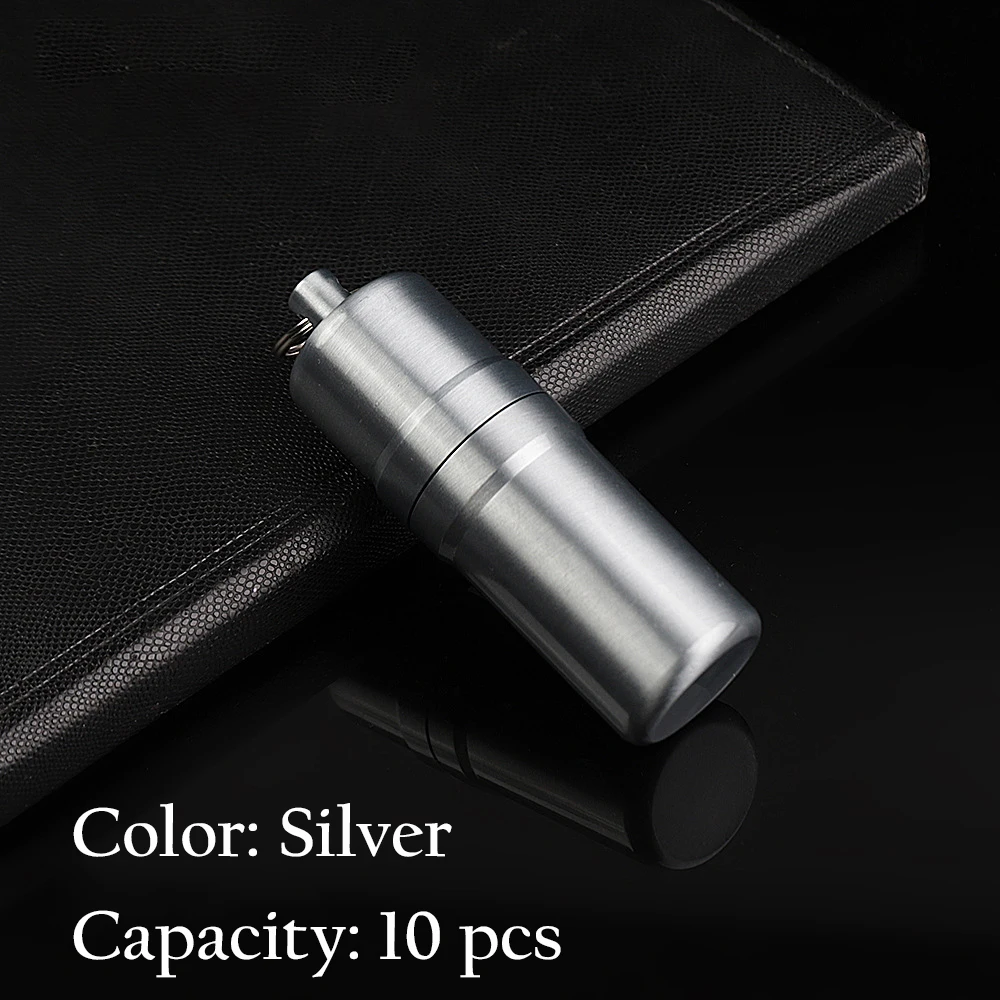 1 pc Metal Cigarette Case with Keychain Portable Mini Waterproof Cigarette Box for Outdoor Travel Silver Tobacco Case 5