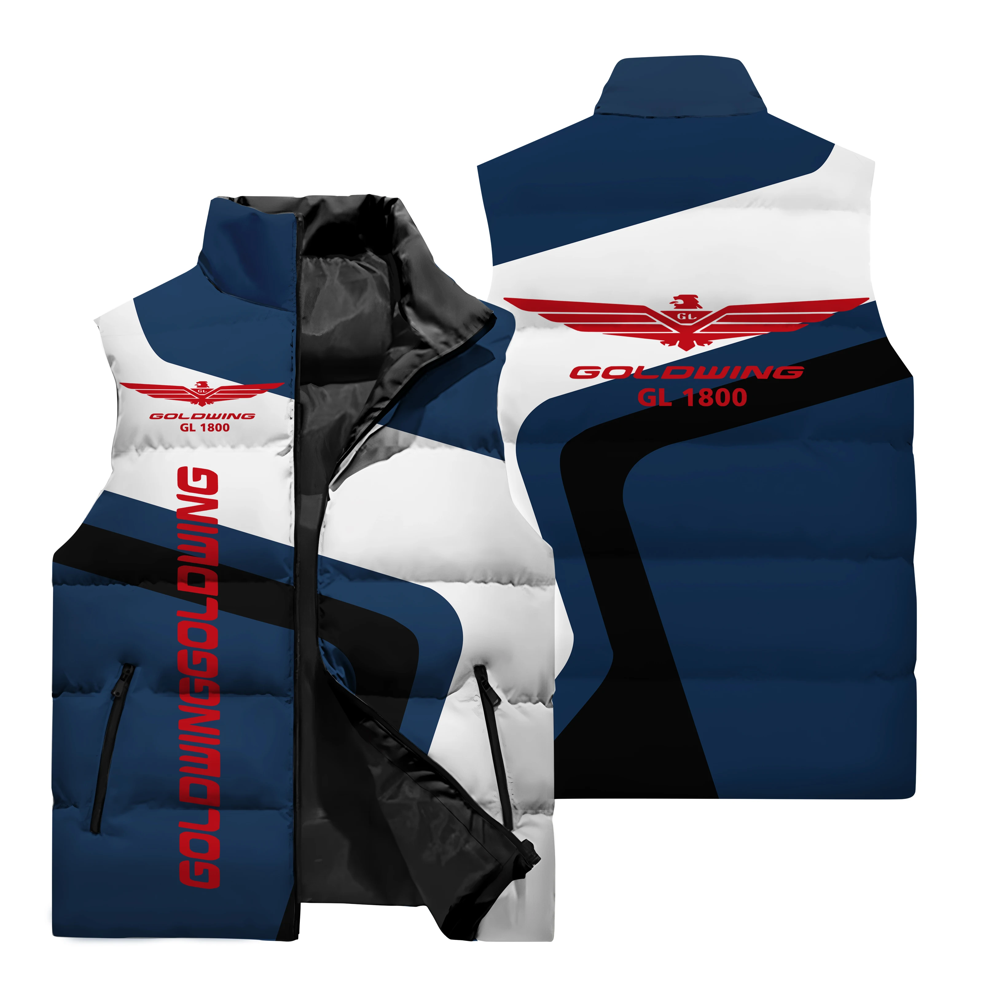 thumbnail image 5 of Nueva chaqueta sin mangas cálida y cómoda de otoño e invierno para hombre con exquisito estampado del logotipo del camión GOLDWING en 3D, 5 of 5