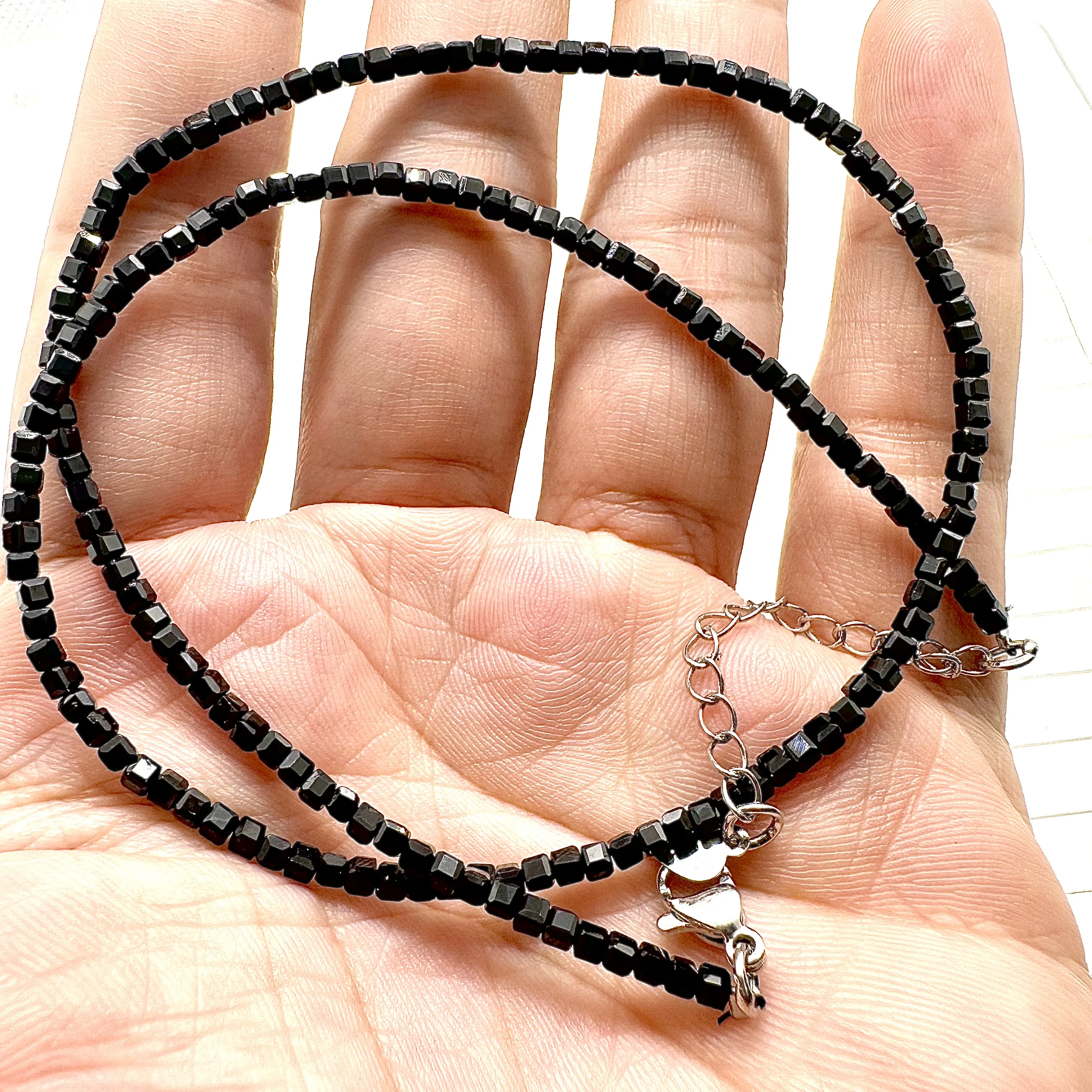 

Black Obsidian Stone Beads Necklace Men Crystal Natural Summer 2023 Small 2mm Faceted Cute Fashion Jewelry As Gifts 45mm 5pc