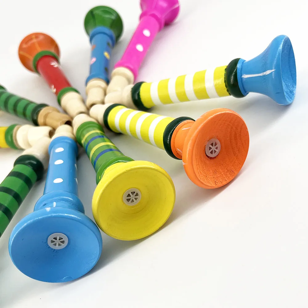 3 piezas de instrumentos musicales de madera juguetes pequeños Buglet  silbato vertical de madera pequeños altavoces trompeta juguete niños  juguete