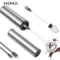 Rechargeable USB Electric Milk Frother Foamer Matcha Whisk Handheld Stainless Steel Foam Maker Egg Beater Coffee Blender Mixer 1