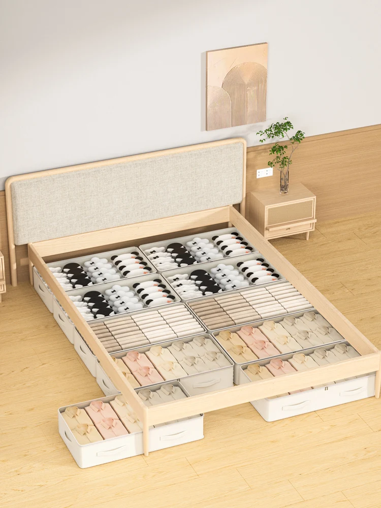 1PC cotton and linen see-through bed bottom storage bag Household goods storage bag clothing storage bag 4