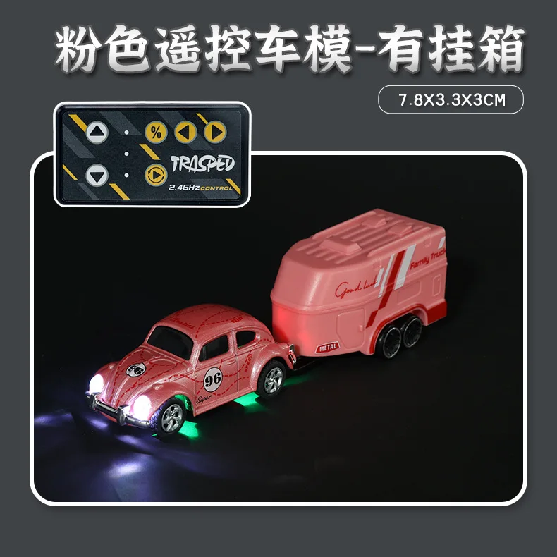 Wireless Mini RC Car 1:64 Scale Retro Remote Control Beetle Alloy Toy Small Mobile Phone Controlled Car Model
