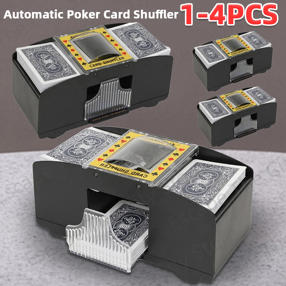 1-4PCS Automatic Poker Card Shuffler Playing Cards Shuffle Machine Battery Operated Poker Playing Tool Holds 1-2 Decks of Cards