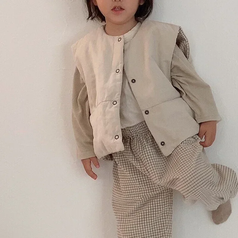 Baby Boys Girls Winter Autumn Sleeveless Jacket Toddler Waistcoats Children Outwear Single Breasted Vest Coat