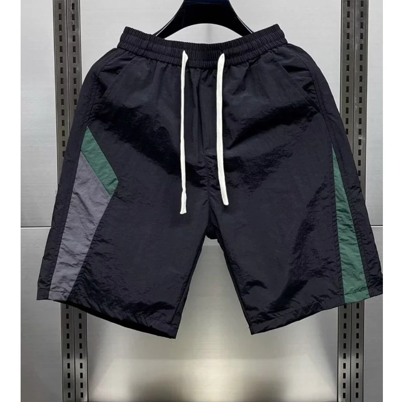 Men Trendy Contrast Color Sports Running Quick Dry Short Pants 2024 Summer Casual Pocket Loose Straight Beach Shorts Ropa Hombre 3
