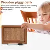 Wooden Money Box with Counter Marker Pen Vintage Piggy Bank Numbers Coin Cash Container Money Saving Challenges Box 3