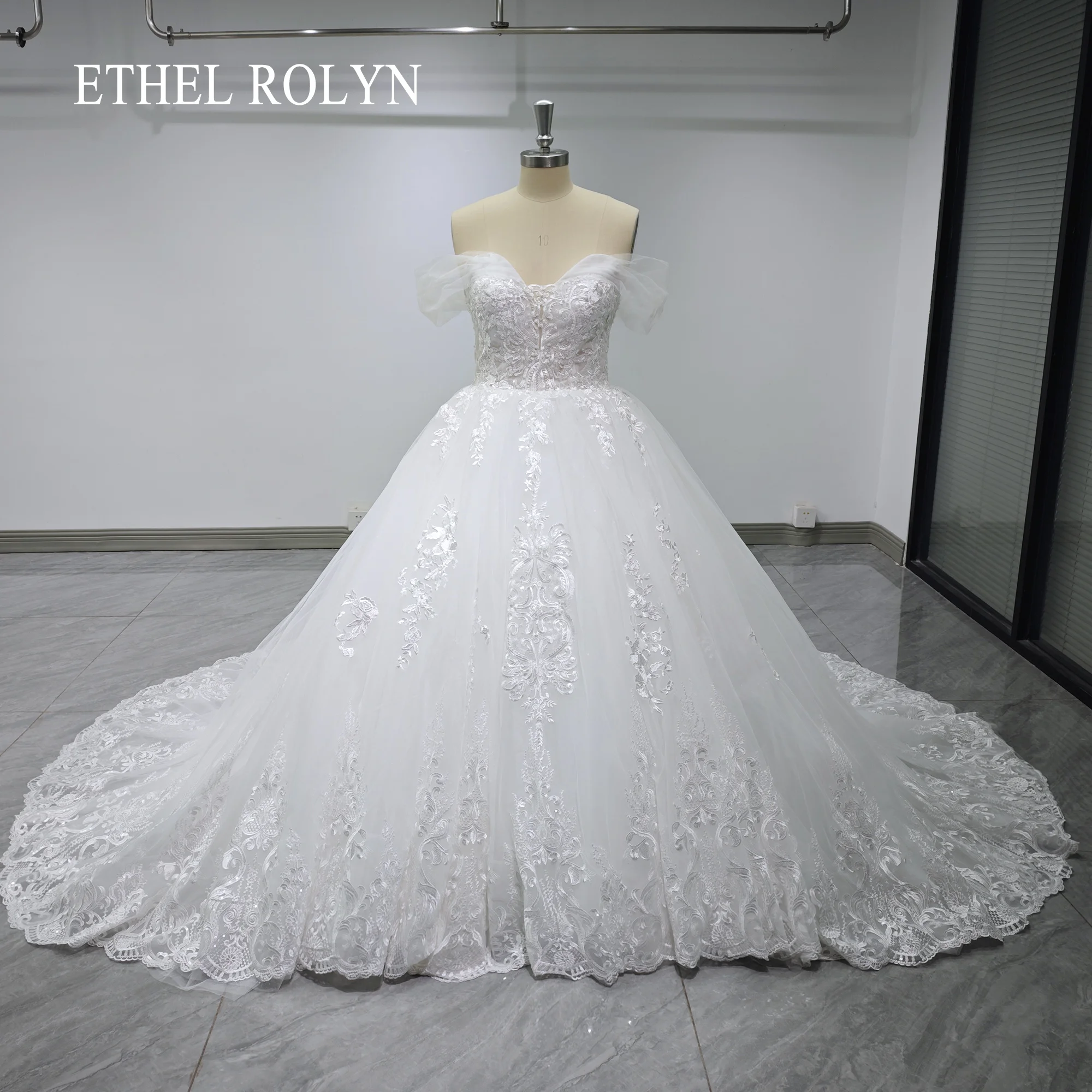 

ETHEL ROLYN Ball Gown Wedding Dress 2024 Romantic Sweetheart Appliques Flowers Sparkling Tulle Wedding Gown Vestidos De Novia