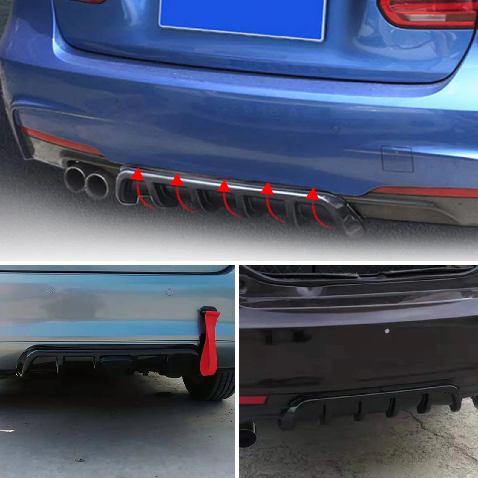 Car Bumper Spoiler Bumper Protector New Durable 25"x 5" Universal Car Kit Rear Bumper Cover Trim Shark Fin Spoiler Lip Diffuser Automoble Bumper Protector