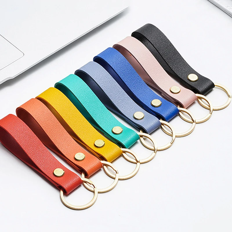20PCS 8 Colors PU Leather Keychain Business Gifts Leather Key Chain Men Women Car Key Strap Waist Wallet Keychains Keyrings