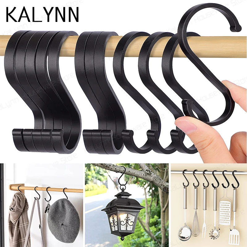 Bathroom 4 Pack Aluminum Shaped Hooks Plants Clothes Coffee Cups Office and Garden S-Shaped Hook Bedroom Kitchen autonomous DIY Multi-Function S-Shaped Hook for Hanging Pots and Pans 