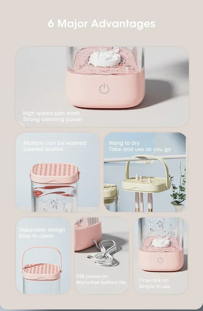 Description Picture 3 of item3 In 1 USB Electric Makeup Brush Cleaner Portable Makeup Brushes Lazy Cleaning Brush Tool Automatic Makeup Brush Cleaning