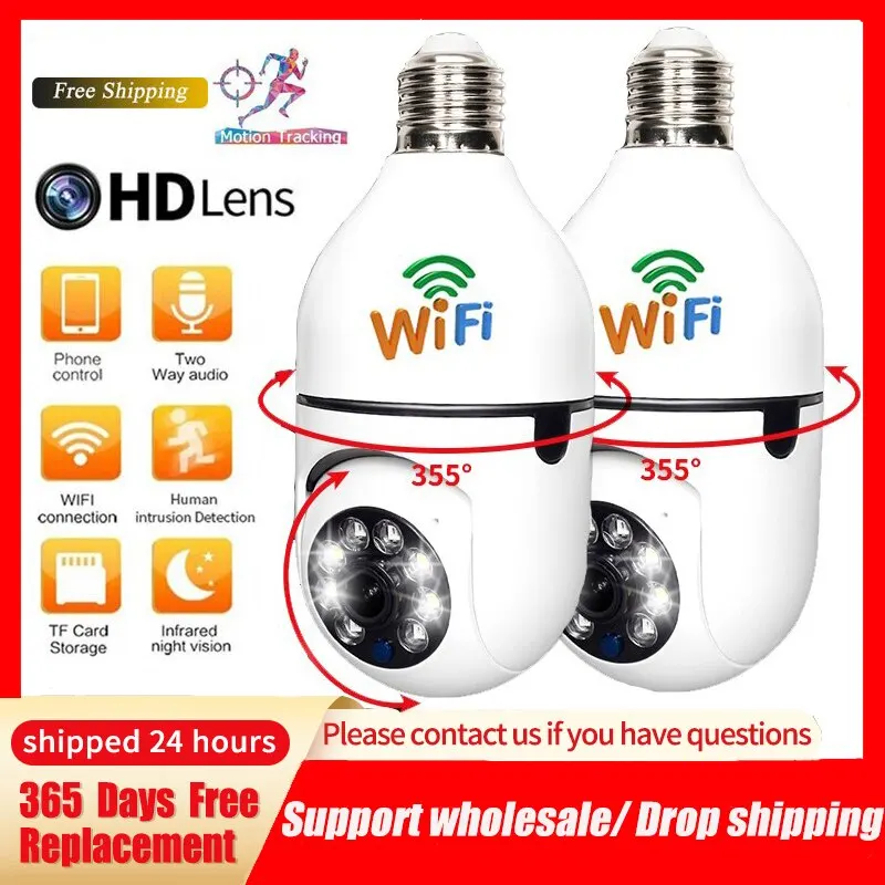  E27 Bulb Camera HD 1080P WiFi Surveillance Camera Wide Angle Motion Detection Security CCTV Camera For Home Security Monitor 
