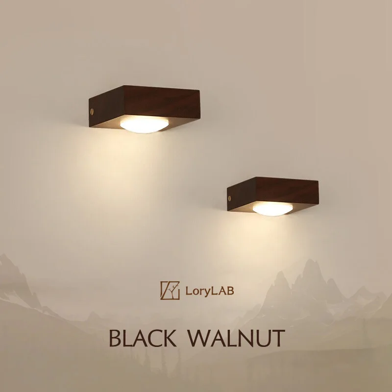 

Walnut Wood Wall Light, Wabi-sabi Modern style, Wall Sconce lighting for Bedroom, Bedside, Living, Dining Room, Showcase