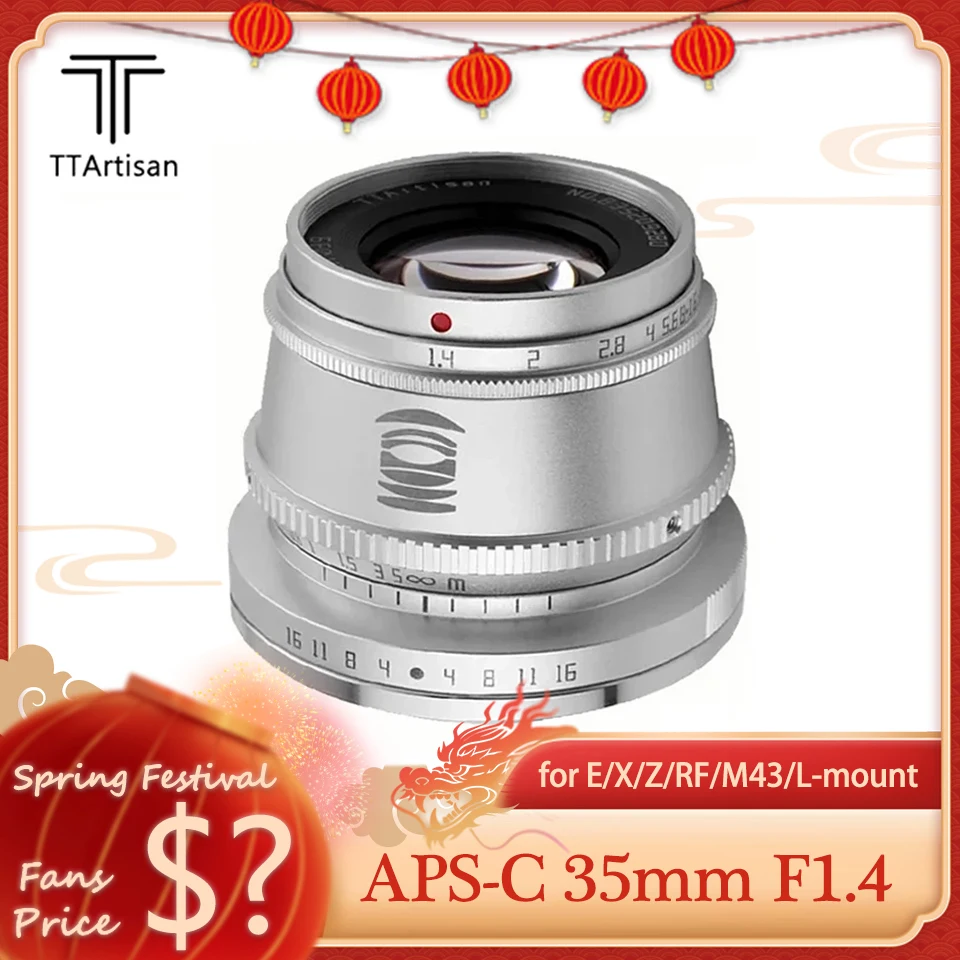 Ttartisan Aps-C 35Mm F1.4 Messa A Fuoco Manuale Obiettivo Pofeature Per Sony E Fujifilm Xf Nikon Z Canon Rf L M43 Mount