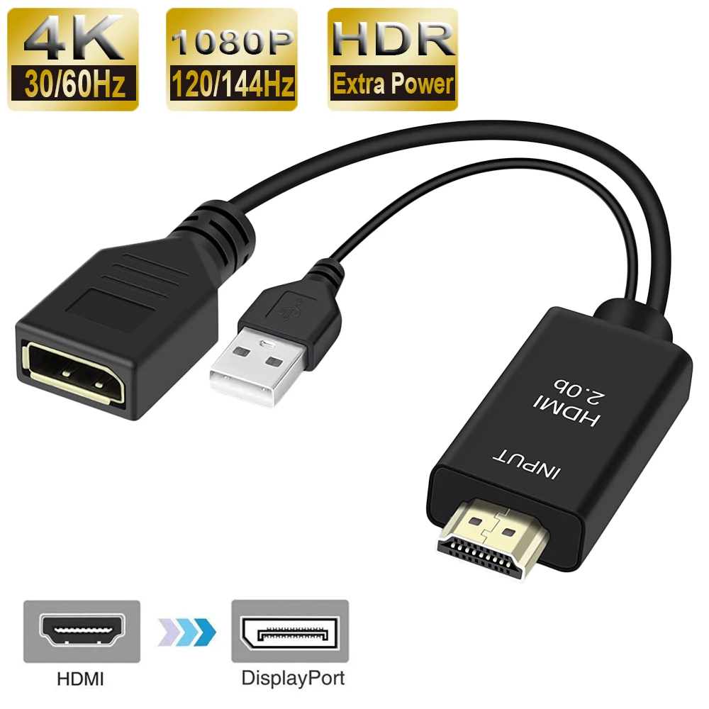 Cabo Adaptador Hdmi para Displayport 4k 60hz 1080p 120hz Conversor dp Masculino Hdmi 2.0 para Feminino Displayport 1.4 pc Melhor 2023
