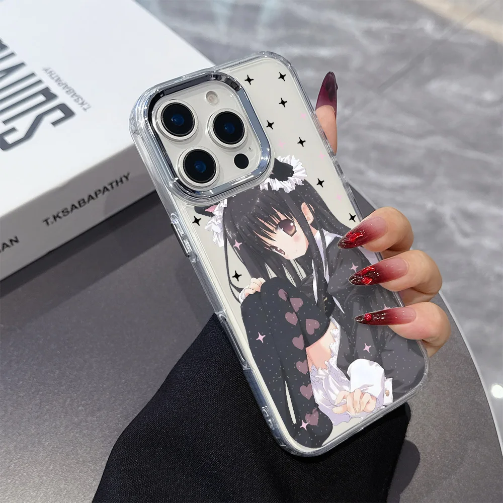 Transparent Soft Phone Case with Anime Cute Maid Girl Design