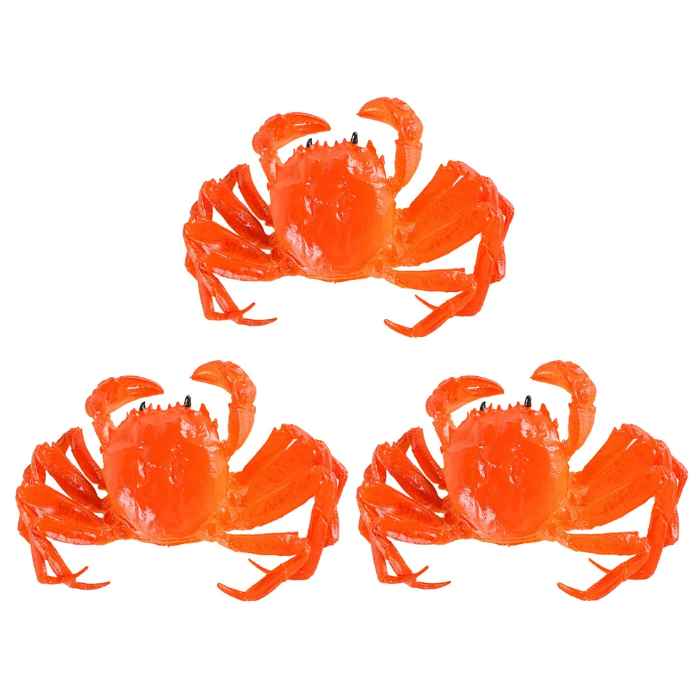 

3 Pcs Simulation Crab Realistic Toy Artificial Animal Toys Plastic Party Decors Ornament