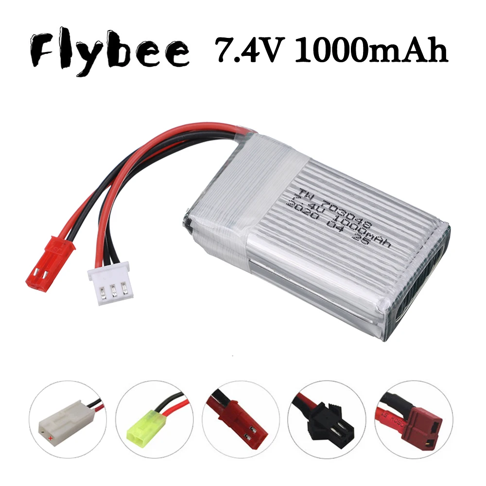 

Аккумулятор Lipo 7,4 В 1000 мАч 703048 для MJXRC X600 U829A U829X X600 F46 X601H JXD391 FT007, запасная батарея 7,4 В для радиоуправляемых игрушек, дронов