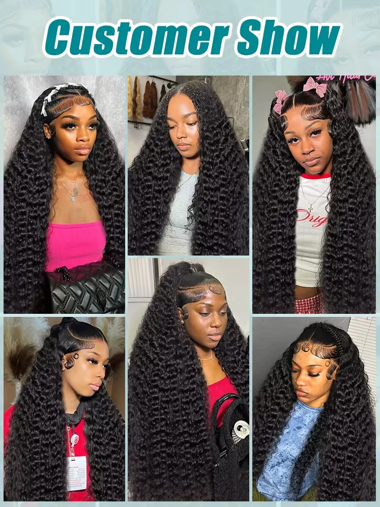 30 40 42 Inch Deep Wave 13x6 HD Lace Front human hair Wig For Women 180 Density Brazilian Water Curly 13x4 Lace Frontal Wigs