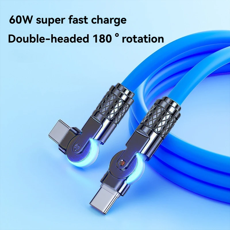 รูปสินค้า สายชาร์จ USB-C 60W หมุนได้ ชาร์จเร็ว ซิงค์ข้อมูล