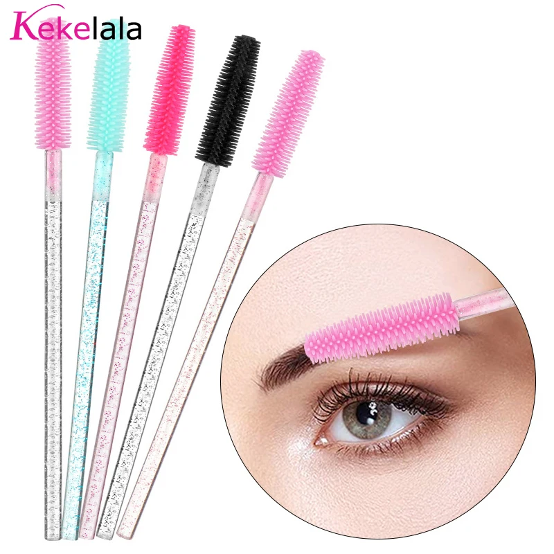 50 pcs Silicone Crystal Mascara Wands Applicator Disposable Eyelash Brushes Comb For Women Makeup Spoolie Brush Beauty Tools
