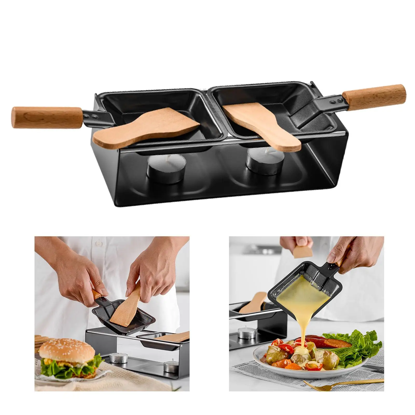 Functional Cheese Raclette Set Bakeware Rotaster Melting Pan Dishes for BBQ