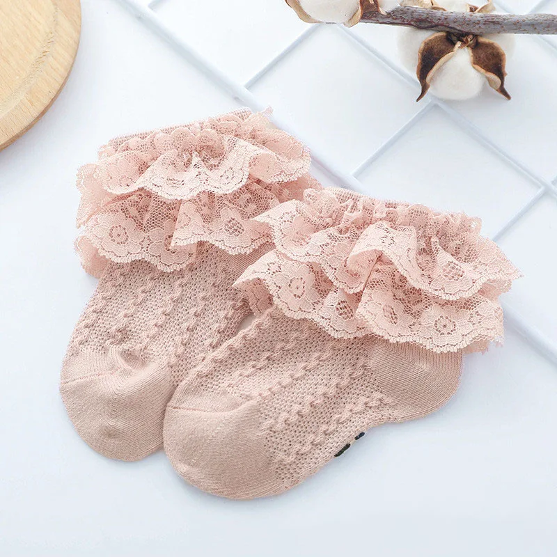 Bow Lace Newborn Cotton Baby Socks For Baby Girls Breathable Soft Cotton Sock Toddler Princess Style Lace Ruffle Cute Socks