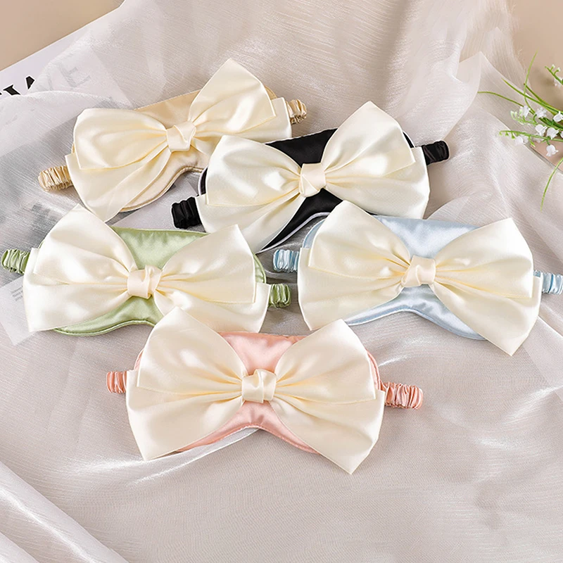 Silk Sleeping Eye Mask Female Eye Cover Cute Sleep Mask Beautiful Bow Tie Blindfold Women Girls Night Eyepathces Eyes Bandage 3