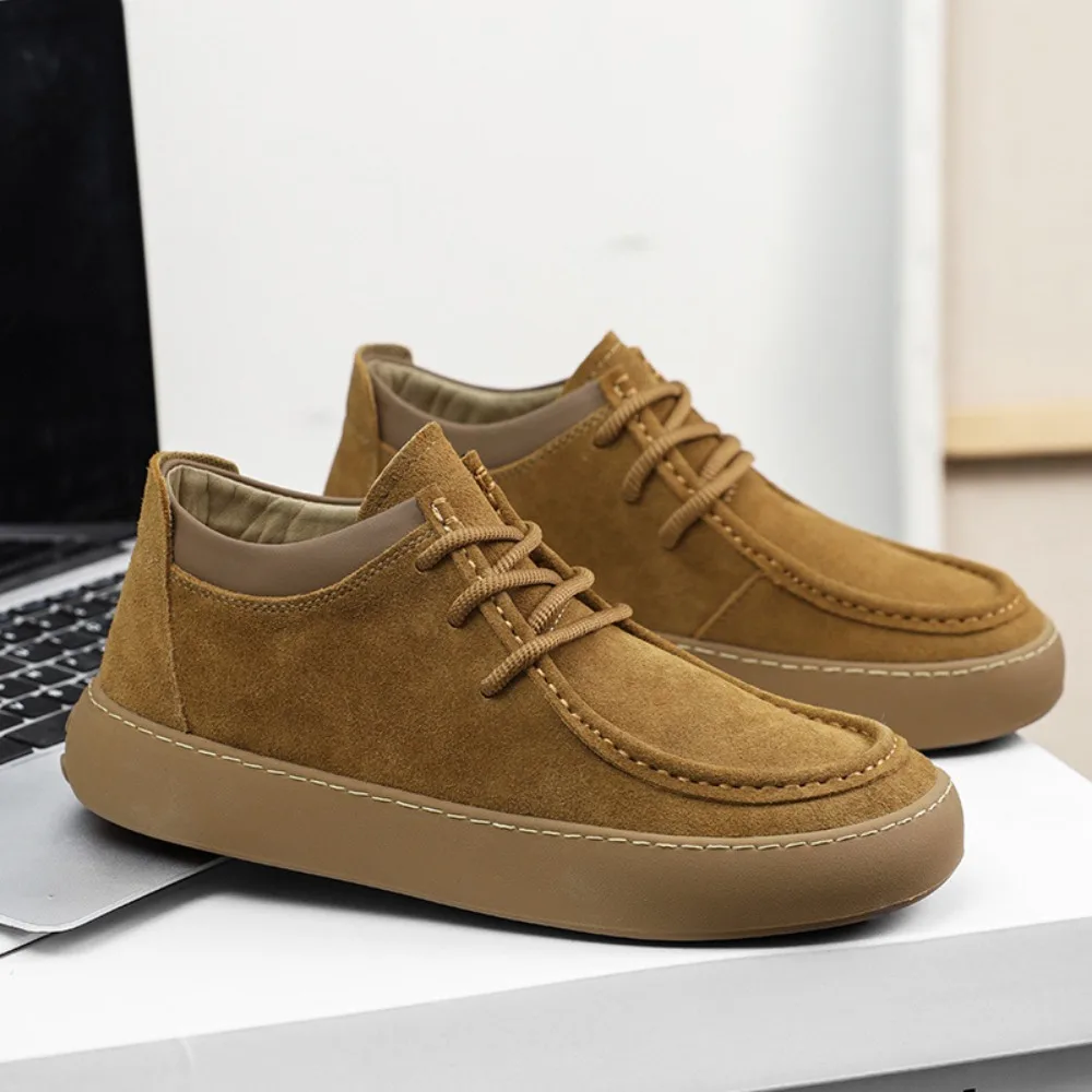 

Men's Shoes Genuine Leather Retro Casual Shoes Lace Up Ankle Boots Cow Reverse Velvet Low Top Shoes for Men Leather Original