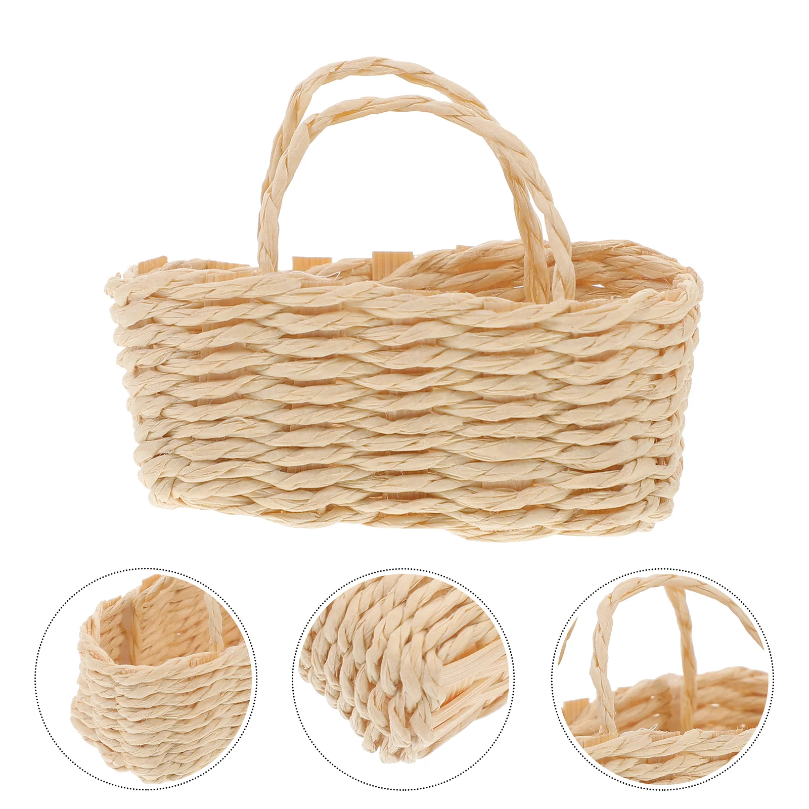 

Mini Rattan Adornments Crafts Simulation Woven Miniature Decor