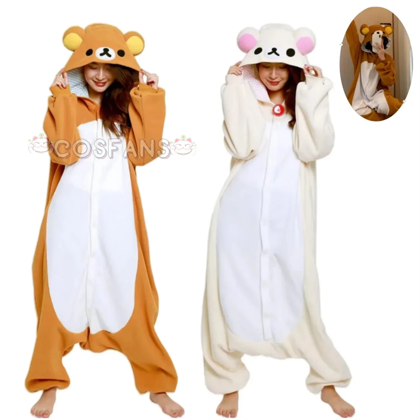 Rilakkuma Kigurumi Bear Sister Adult Jumpsuit Pajamas cosplay costumes kigurumi pajamas