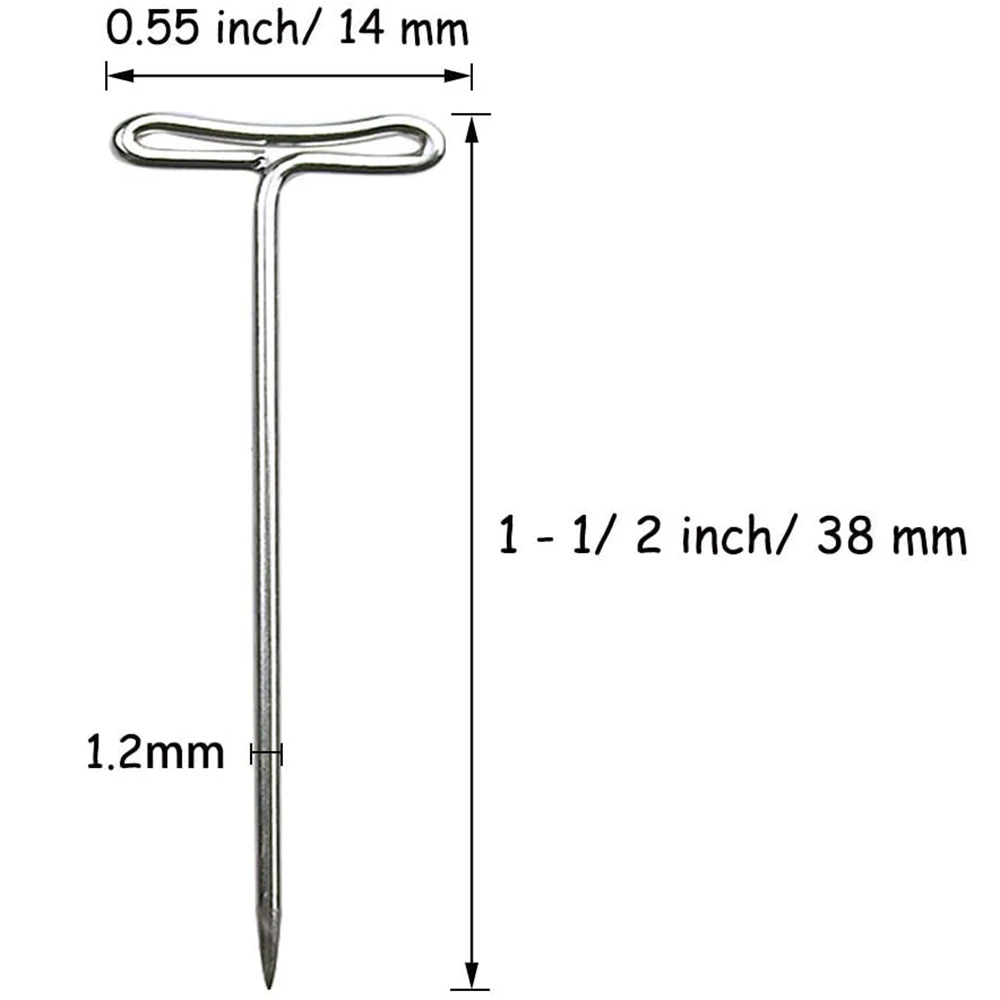 DIY 공예용 패브릭 마킹 T 핀, 스테인레스 스틸 T-핀, 38mm, 플라스틱 상자 포함 바느질 퀼팅 핀, 100 개